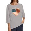 Women's Fashion Casual Round Neck 3/4 Sleeve Loose Independence Day Printed T-Shirt Ladies Top