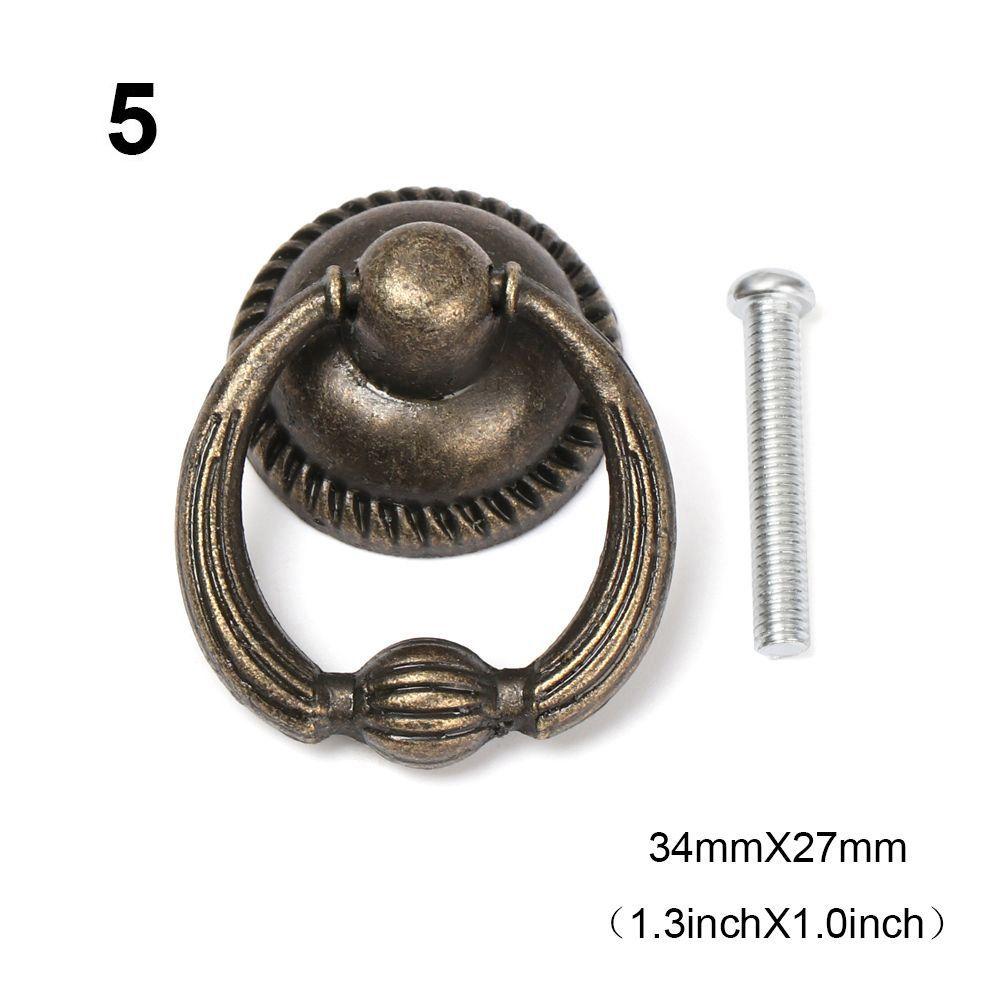 Ring Pattern European Style Retro Furniture Knobs Single Hole Bronze Handles Wardrobe Pulls
