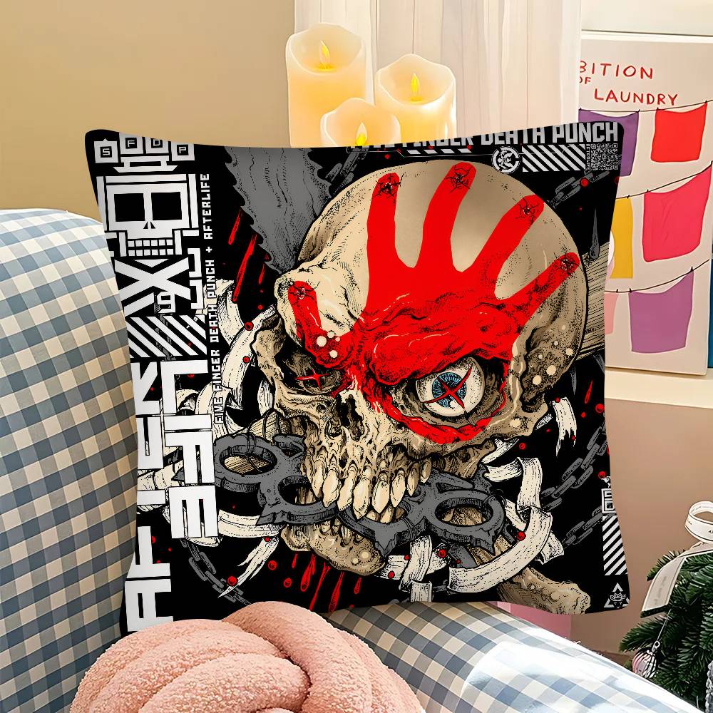 pc Vintage FFive Finger Death Punch Band Pillow Case Fashion Square Pillowcase Bedroom Sofa Room Ins Decoration Leisure