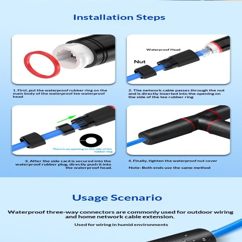 IP67 Водонепроницаемый RJ45 Соединитель, Прямой Разъем для Сети Ethernet, Адаптер-Удлинитель для Наружного LAN Кабеля