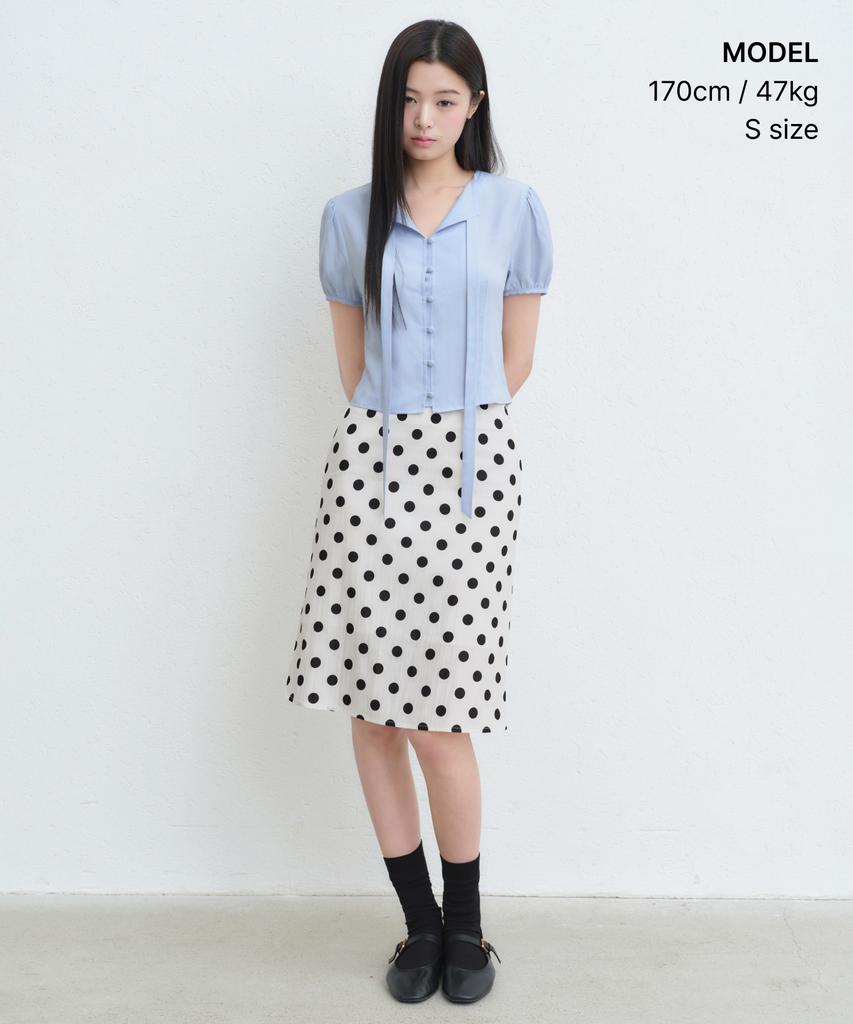 MUSINSA STANDARD WOMAN Women'S Puff Sleeve Tie Blouse [Pale Blue]