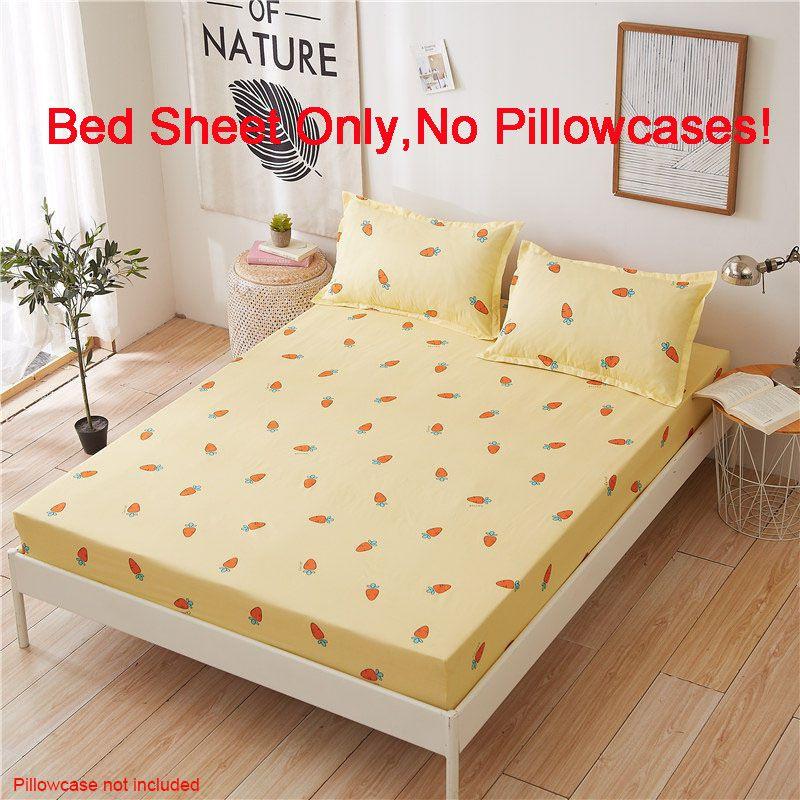 Sheet Bed Fitted Cover Without Pillowcase Floral Printed Single King Double