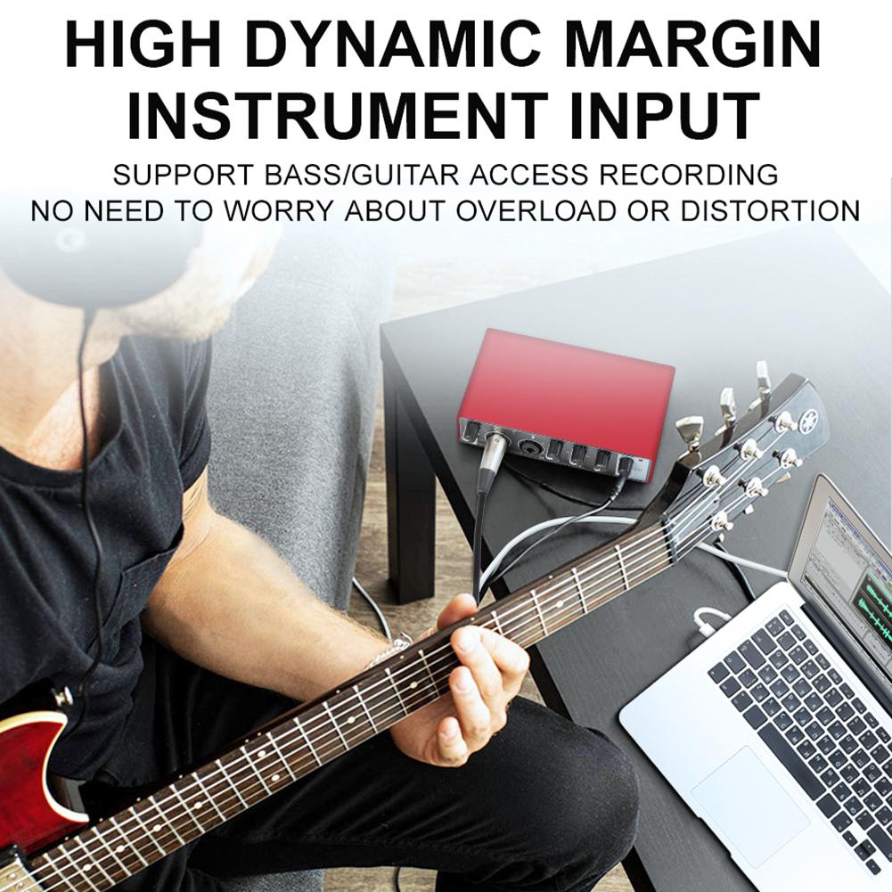 MD22 стерео звуковая карта 24-бит/192 кГц USB аудио интерфейс с петлевым монитором для аудио оборудования гитары
