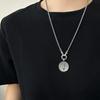 Серебряный кулон-ваджра из стерлингового серебра S925, круглый, с санскритскими письменами - Ретро, буддийский, этнический стиль, тяжелое ожерелье