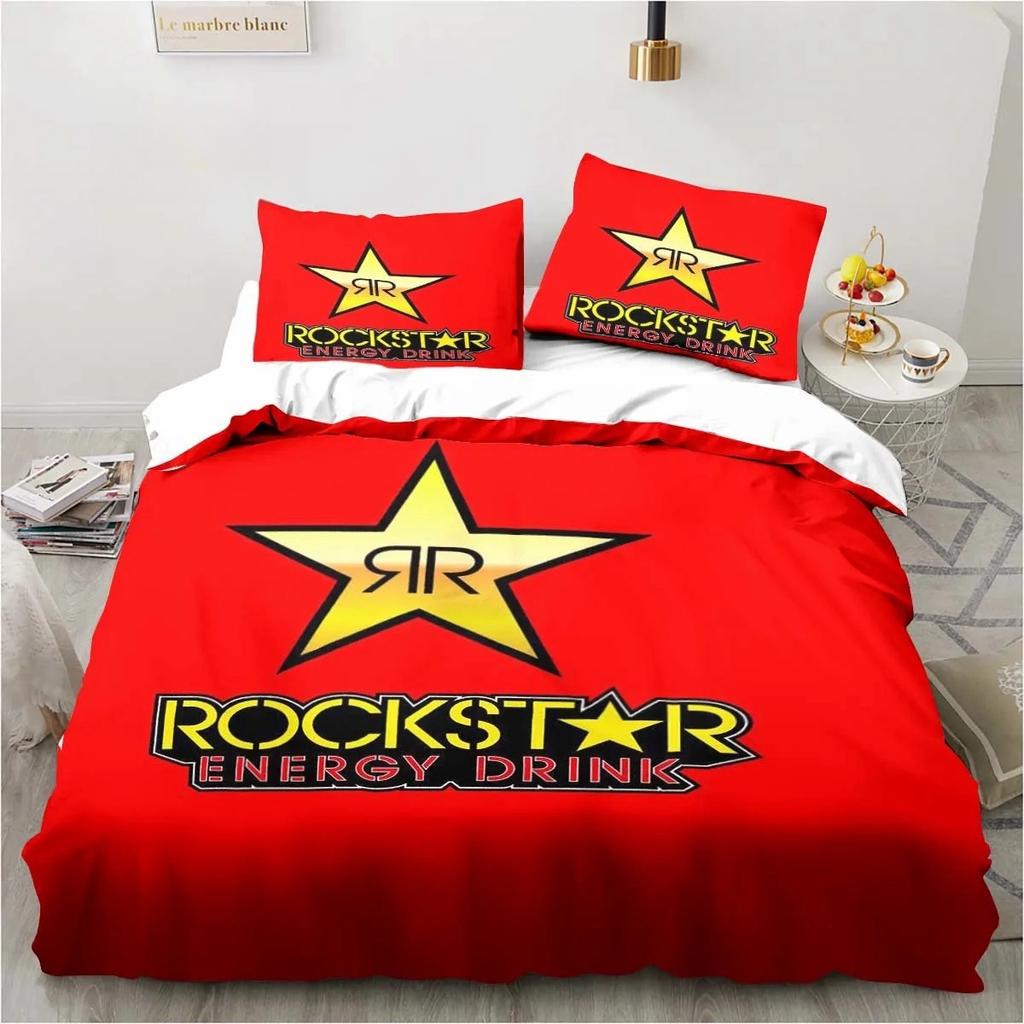 D-Drinks Rockstar Energy Sheets Quilt Covers Bedding Dormitory Sheets Three-piece Bedding Set Three-piece Soft Warm Bedding Set