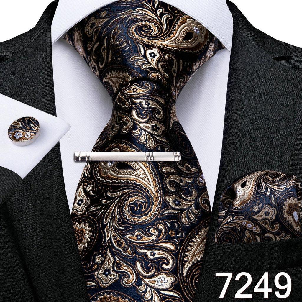 Набор для Мужчин: клетчатый галстук 8,5 см, клип и запонки в клетку