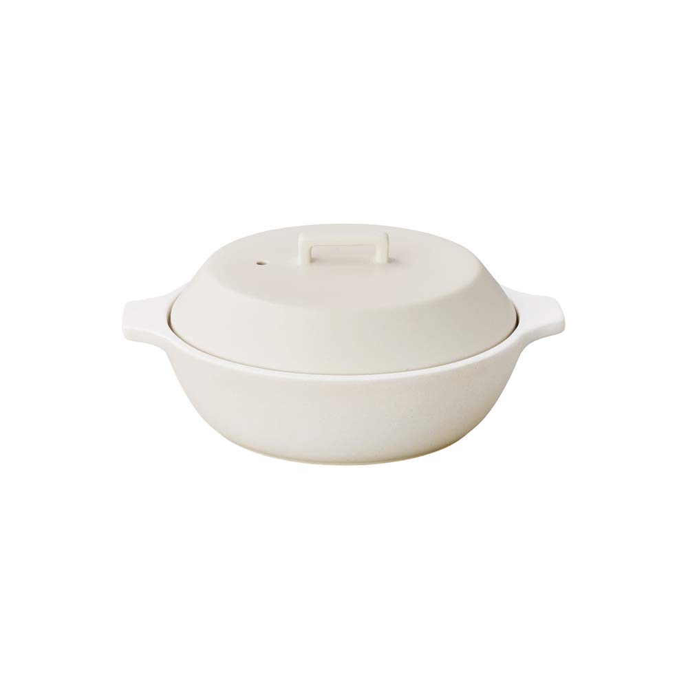 Kinto KAKOMI Direct Fire Earthenware Pot, White, 1.2L, 25211