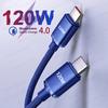 120W PD USB-C To Type C Cable For iPhone 16 15 Pro Max Plus Xiaomi Redmi Note 14 13 12 11 10 9 8 7 Samsung Fast Charging Charger