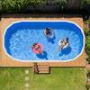 Oval Pool Liner, 375 x 732 cm UniBead Swimming Pool Liner for 120 cm Wall Height, Premium Vinyl, Easy Install with Leak-Proof Patches, Designed for