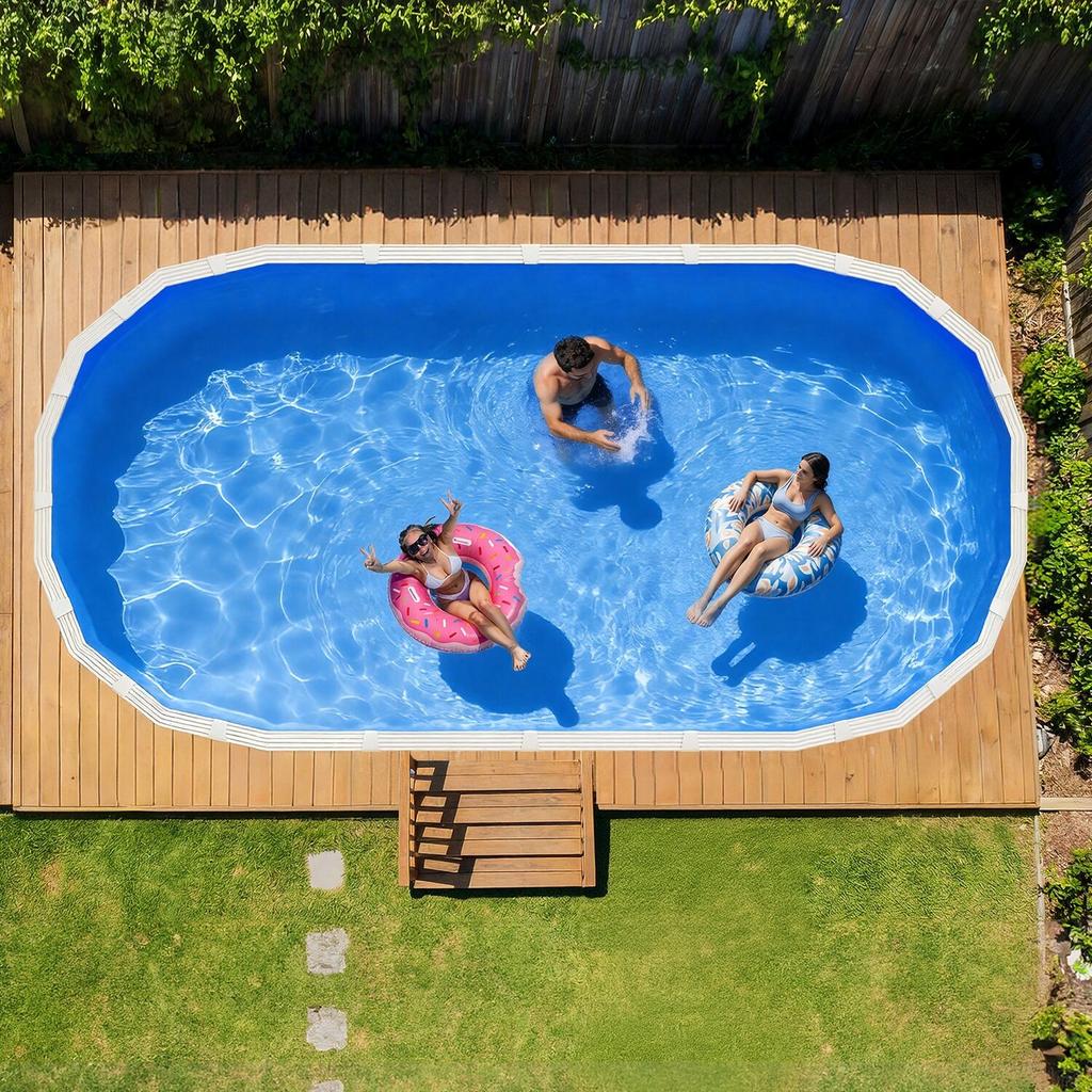Oval Pool Liner, 375 x 732 cm UniBead Swimming Pool Liner for 120 cm Wall Height, Premium Vinyl, Easy Install with Leak-Proof Patches, Designed for