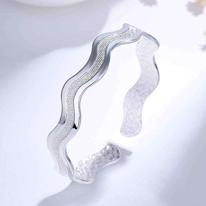 Fine 925 sterling silver original Frosted wave Star River bracelets adjustable Bangles for women jewelry fashion party wedding