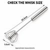 Push-Down Rotary Egg Whisk, Stainless Steel Manual Mixer, Approx.25.5cm