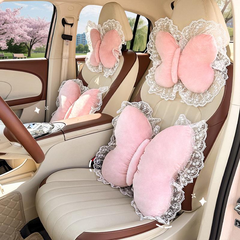Car headrest waist rest creative bow car pillow neck pillow new car cushion