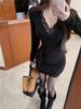 Черное двухсекционное мини-платье bodycon с вырезами и кружевными вставками, на бретелях - Зимний стиль для женщин