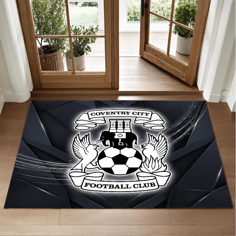 Coventry City Football Design Crystal Velvet Rug Soft Decorative Mat for Bedroom Entrance
