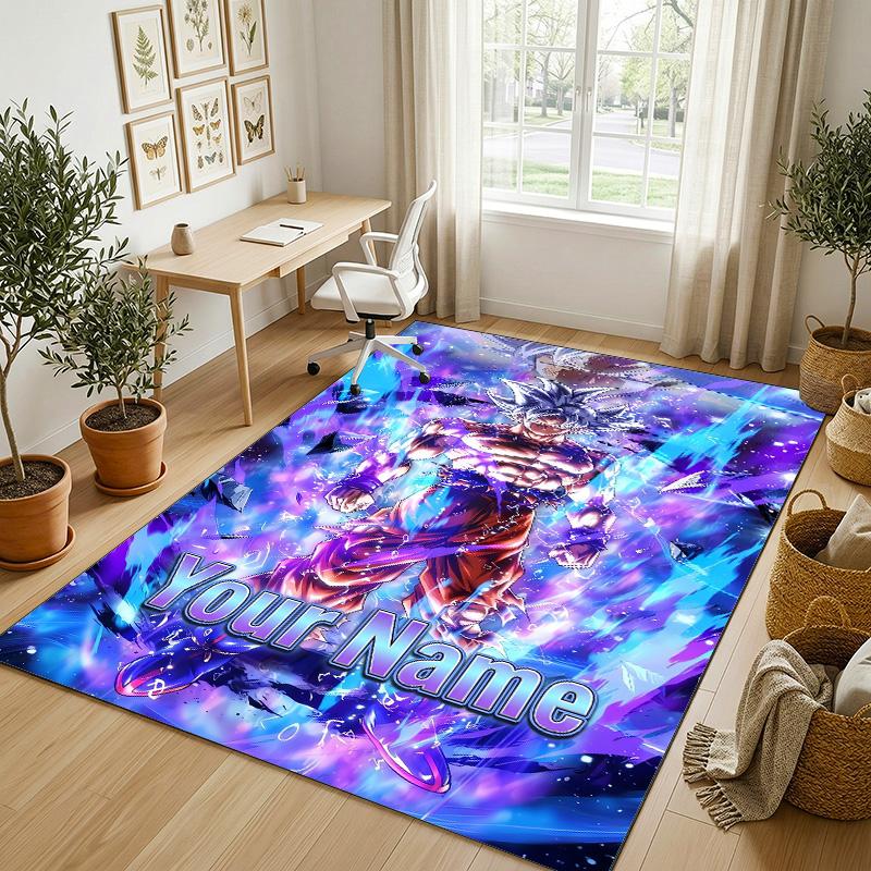 Personalized Crystal Velvet Carpet,Dragon Ball Custom Printed Name, Plush Area Rug For Home Indoor Decor