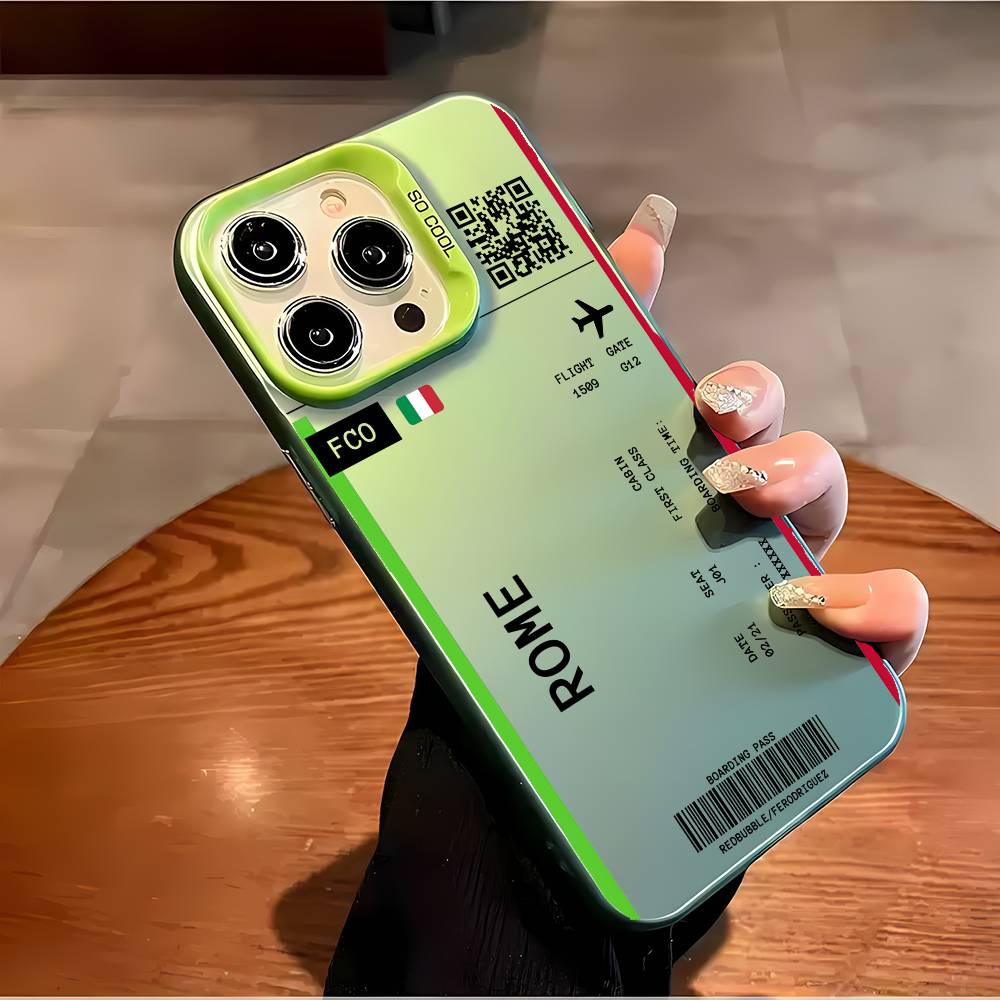 Италия Авиабилет Чехол для телефона iPhone 16 15 14 13 12 11 Plus Pro Max разноцветный Лазерный Аврора Ударопрочный Funda Чехол