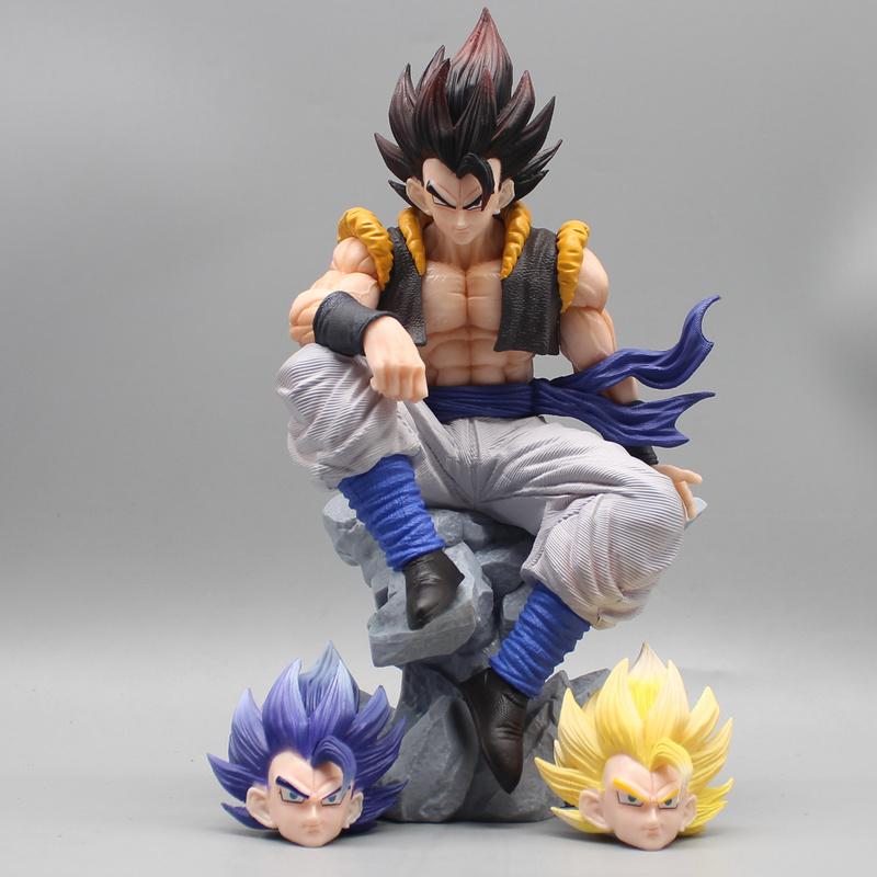 Gogeta Figura Anime Dragon Ball Z Action Figure Manga DBZ Figurine with Three Heads GK Statue Toys 22.5cm Model Ornaments Gift