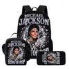 Michael Jackson 3-Piece Kids Set – Backpack, Lunch Bag & Pencil Case, Iconic King of Pop Design Less
