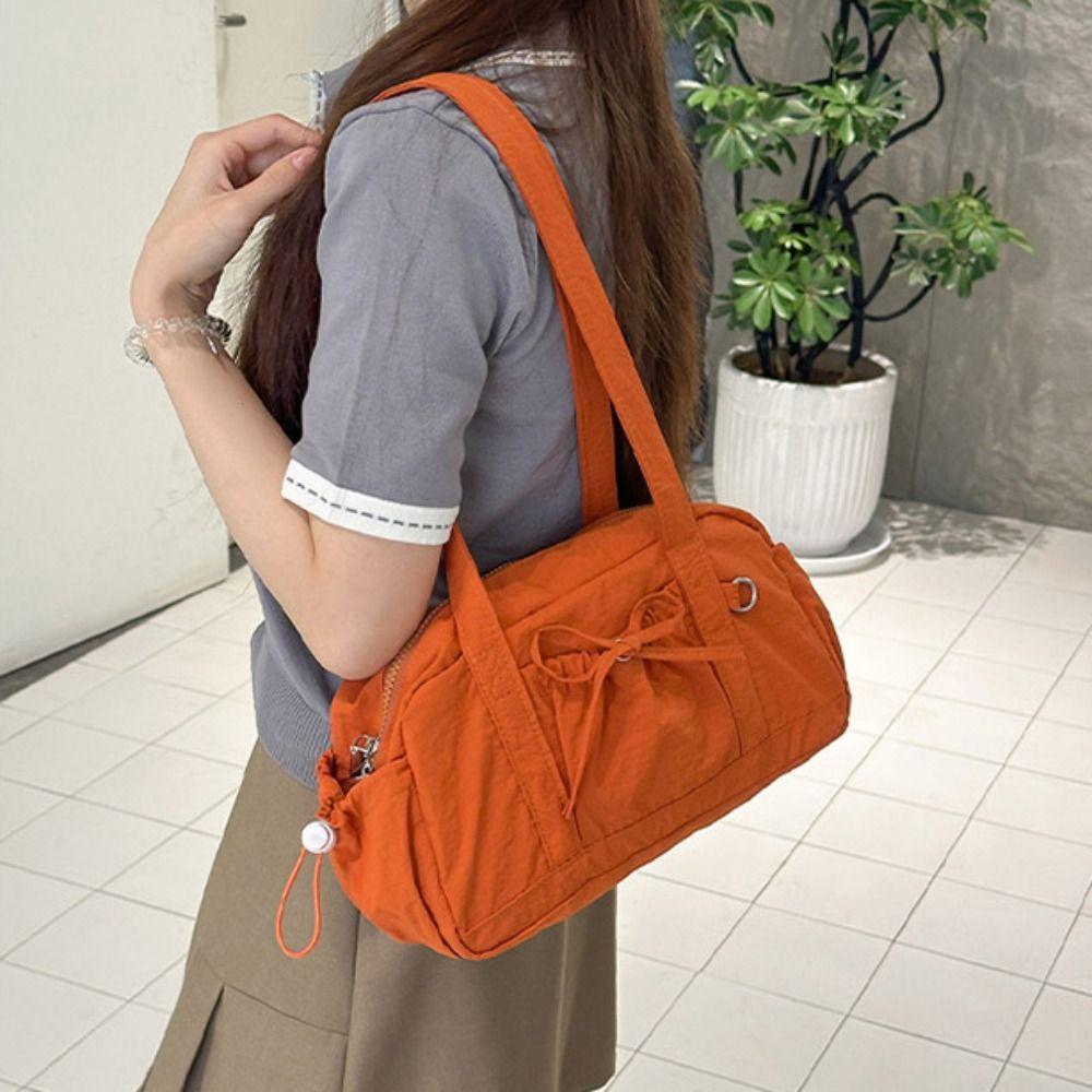 Women Handbag Bow Nylon Shoulder Bag Korean Style Travel Luggage Bag Travel Storage Bag Swimming