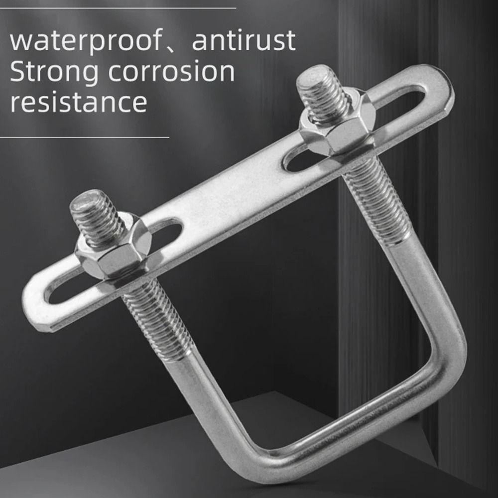 2 комплекта Прямоугольный U-образный болт Трубный U-хомут Железный Квадратный болт Прочный Квадратный хомут