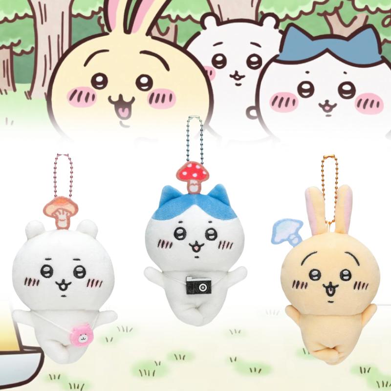 Chiikawa Usagi Hachiware Plush Toy Mushroom Pendant Stuffed Doll Keychain Kawaii