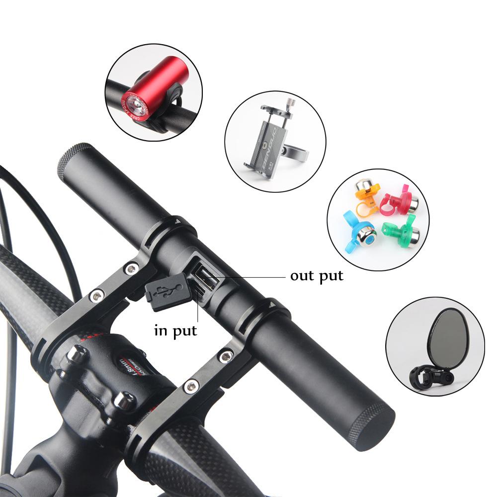 Bicycle Handlebar Extension Bracket, Headlight Flashlight Bracket Clip, Riding Equipment USB Can Be Used As A Power Bank