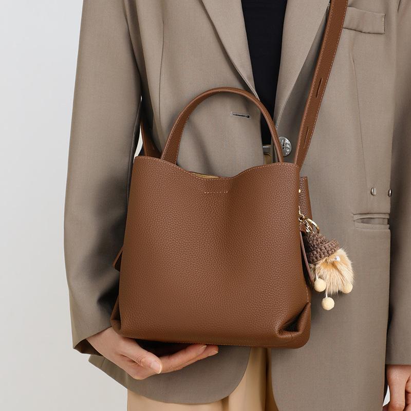 Сумка-ведро осень и зима новая женская сумка через плечо из натуральной кожи большой вместимости высококачественная портативная сумка через плечо