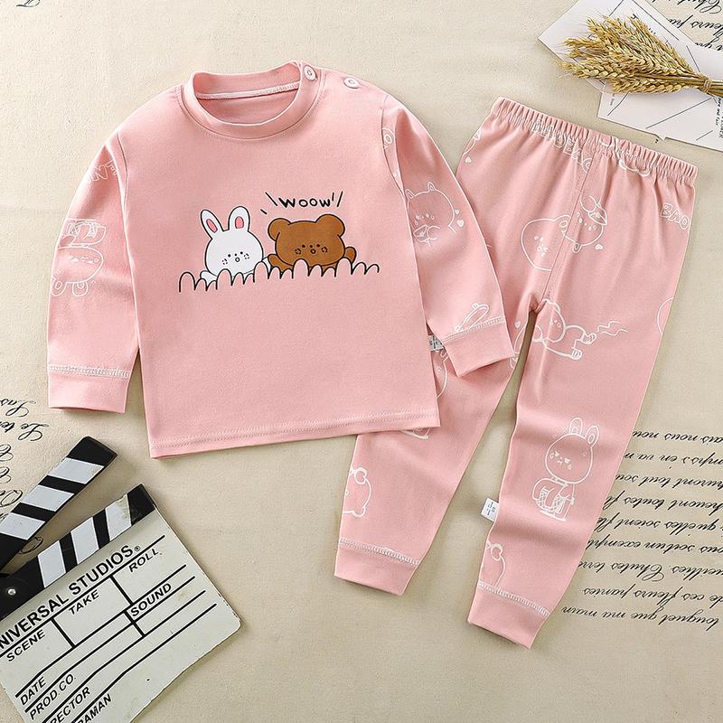 Winter Kids Long Sleeve O Neck T Shirt Pants Set Casual Baggy 2pcs Suit Cotton Cartoon Printes Outfit