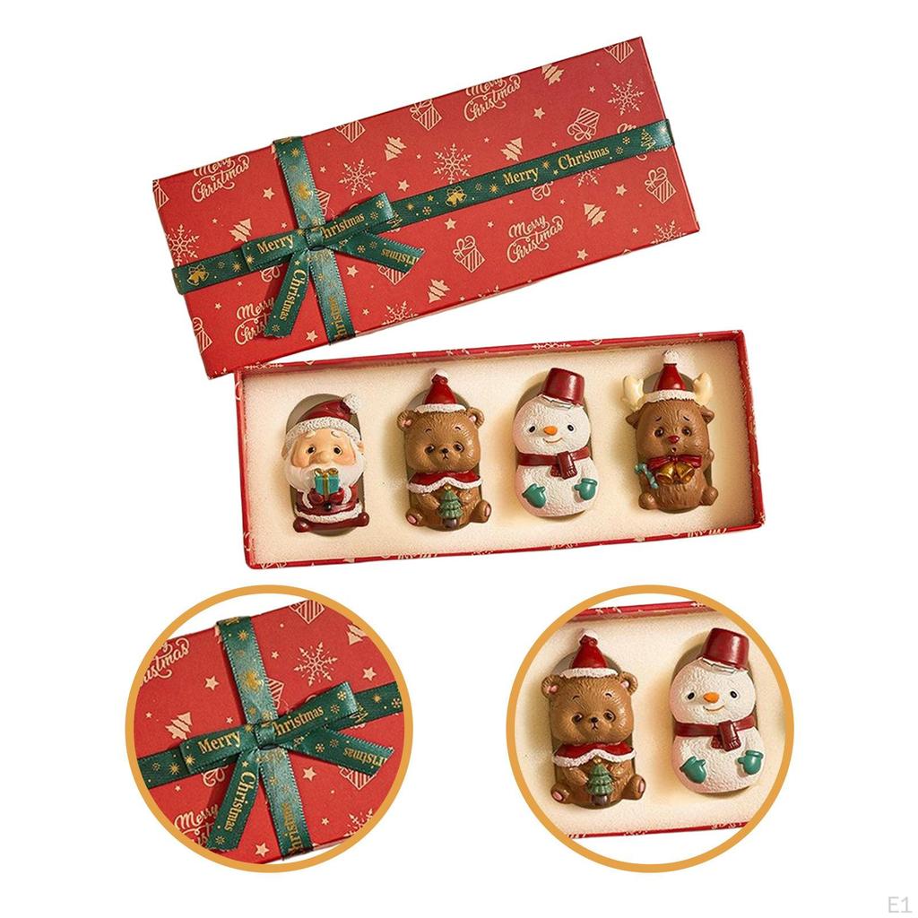 4 Pieces Christmas Mini Figurines Creative for Cabinet Fireplace Living Room