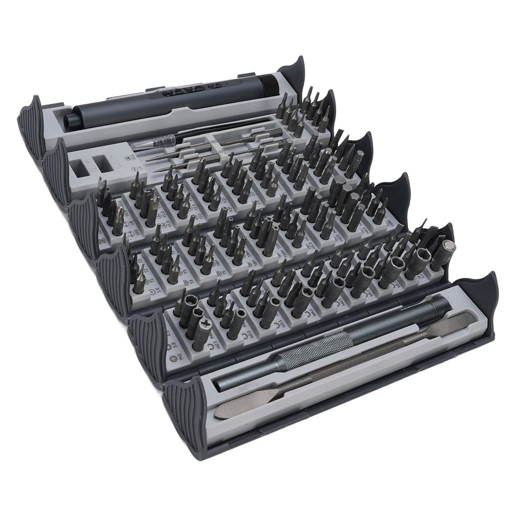 Набор электрических отверток 124 в 1 Беспроводная аккумуляторная отвертка Набор инструментов для ремонта с кейсом для хранения для электроники, телефона, камеры, ноутбука