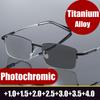 Trend Titanium Alloy Frame Photochromic Progressive Multifocal Reading Glasses Unisex Anti-blue Light Presbyopia Eyewear Diopter