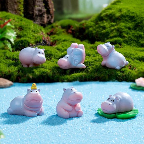 Миниатюрная фигурка бегемота, мини-мультяшный бегемот, украшение своими руками, микропейзаж, сказочный сад, животное, смоляная статуэтка, украшение