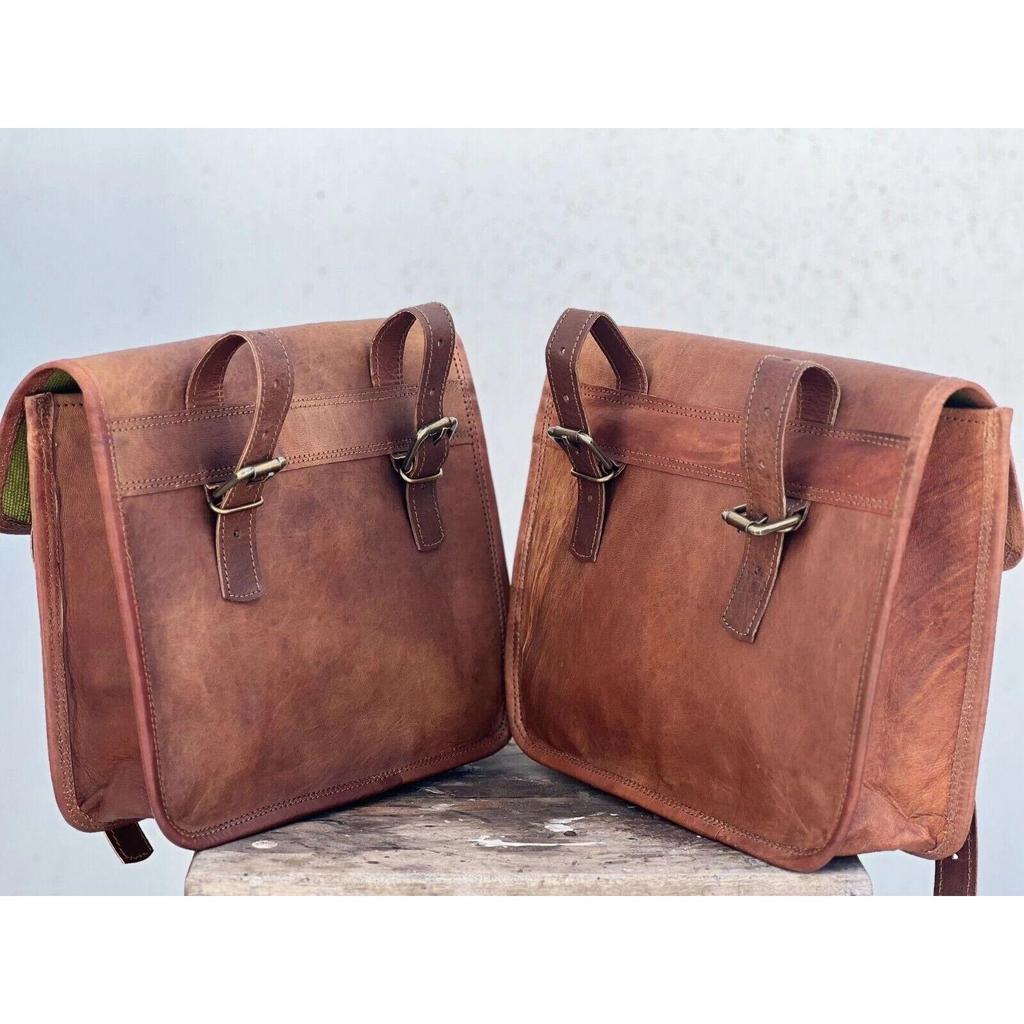 Saddlebags Motorcycle 2 Side Leather Side Pouch Saddle Panniers 2 Bags