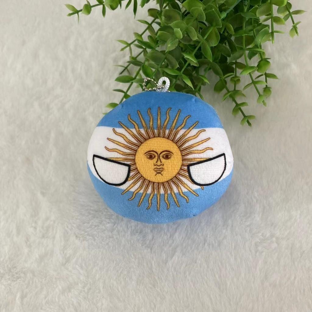 Пушистый кристальный супермягкий плюшевый брелок с флагом Аргентины, оптом 10 см