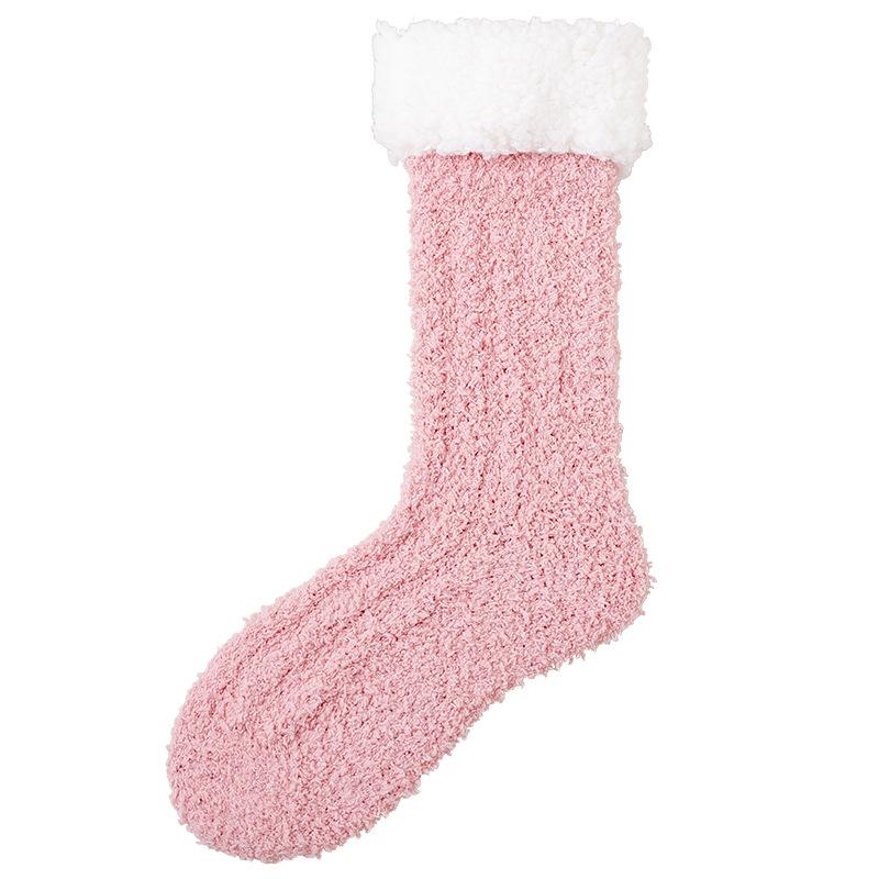 Коралловые бархатные носки женские зимние бархатные толстые теплые носки-тапочки для сна дома плюшевые осенне-зимние снежно-лунные носки