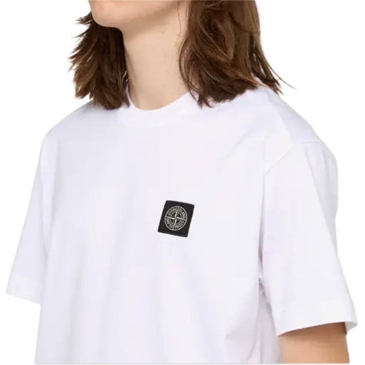 STONE ISLAND Логотип Пуловер Круглый вырез Прямой крой Футболка с коротким рукавом Мужские топы K2S1521000-27S0013-V0001