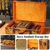 NEW Design Vintage Suitcase Wooden Storage Box W/Handle European Style Treasure Jewelry Chest Storage Case for Home Travel