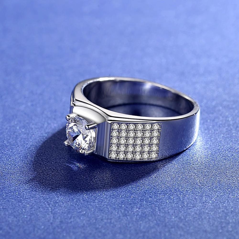 S925 sterling silver moissanite ring men's classic domineering one-carat mozzarella diamond full diamond men's ring open jewelry gift