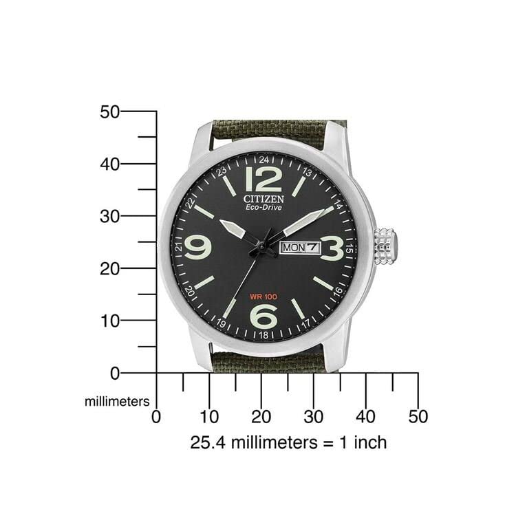 Citizen Хаки Холст x Кожа Военная Модель BM8470-11E Eco-Drive На Солнечной Батарее Мужские Часы, Зеленый, Ремешок, [Б/У]