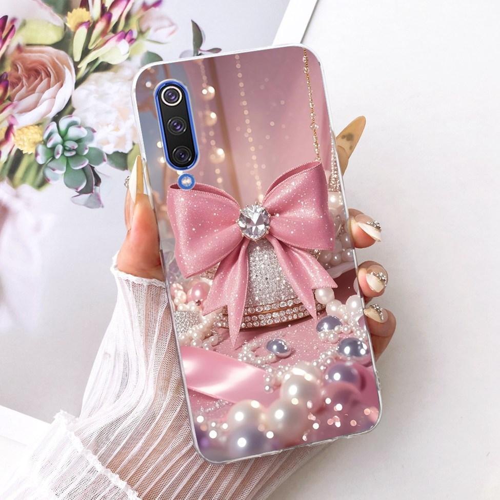 Transparent Cover For Xiaomi Mi 9 SE Case Cute Cat Luxury Fashion Butterfly Funny Painted Casing M1903F2G