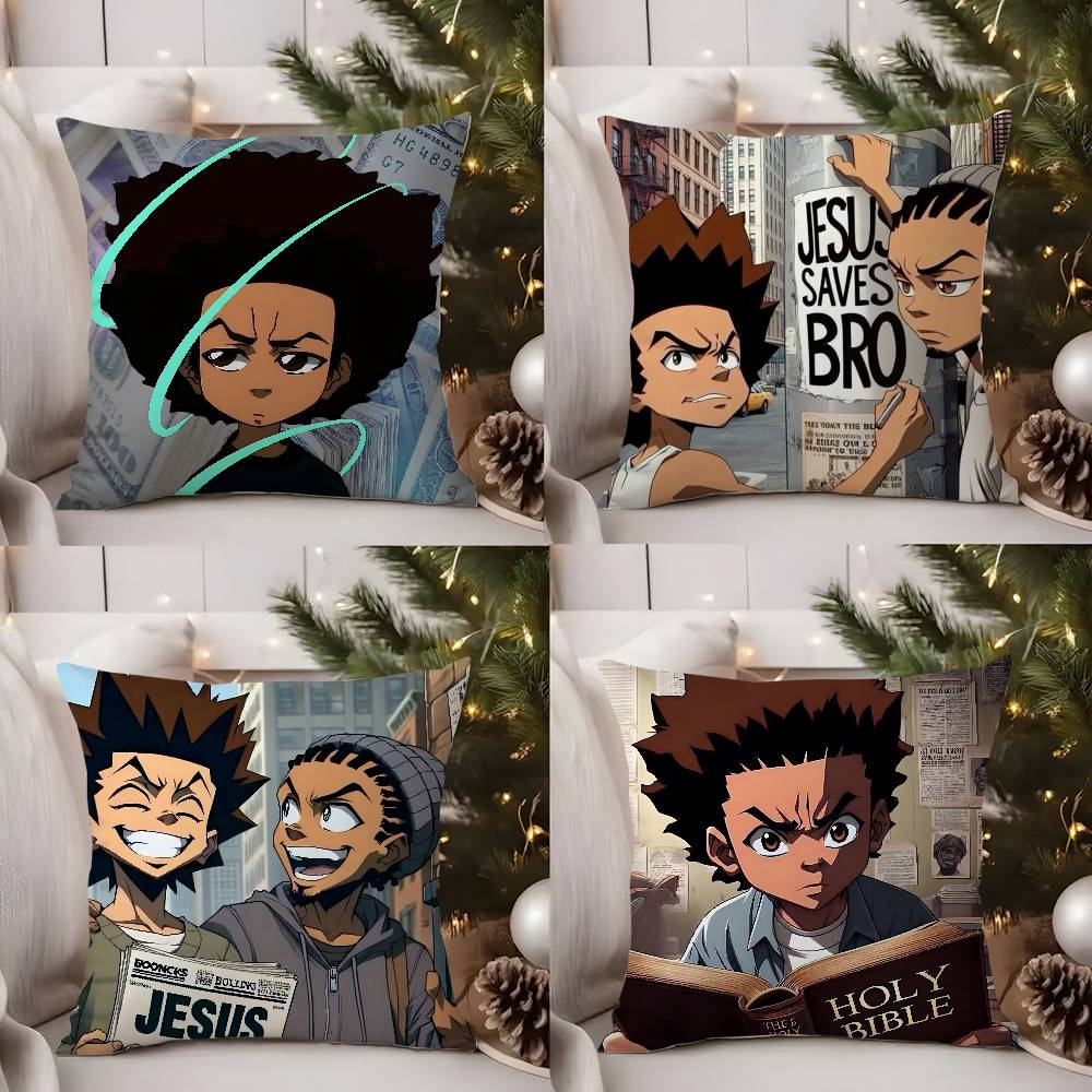 Cartoon A-Boondocks Retro Pillow Case Office Sofa Dorm Chair Back Short Plush Double-sided Printing Home Cushion Cover