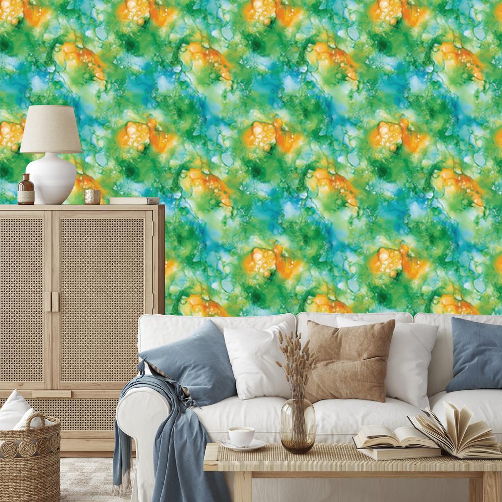 Ink Green, Sea Green and Turquoise Wallpaper for Living Room and Bedroom 50x1000