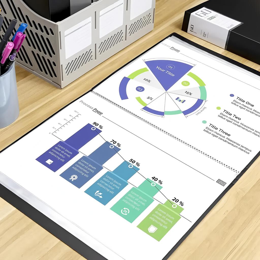 A4 Data Storage Book-100 Pages, Transparent File Pocket Storage and Organization, Document Data Sorting Book, Folder