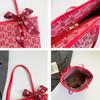 Reusable Women Tote Bag Large Capacity Bridal Shoulder Bag Traditional Red Envelope  Baby Shower