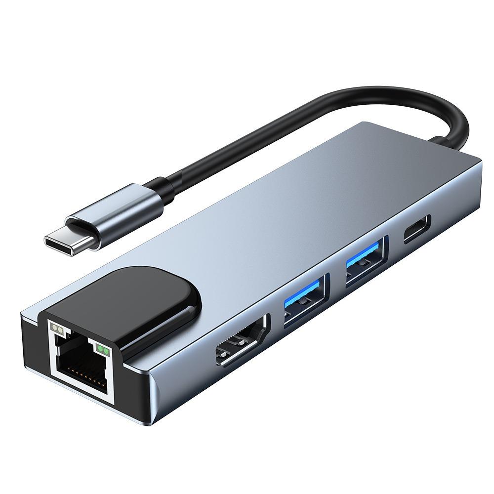 Концентратор USB C 5 в 1 с Gigabit Ethernet 4K HD для ноутбука телефона Steam Deck Адаптер-док Type C