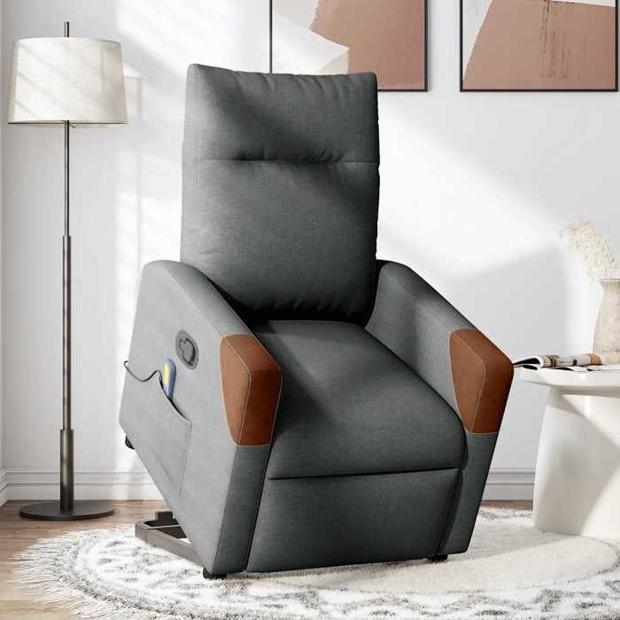 VidaXL Reclining Massage Armchair Dark Grey Fabric 3324015