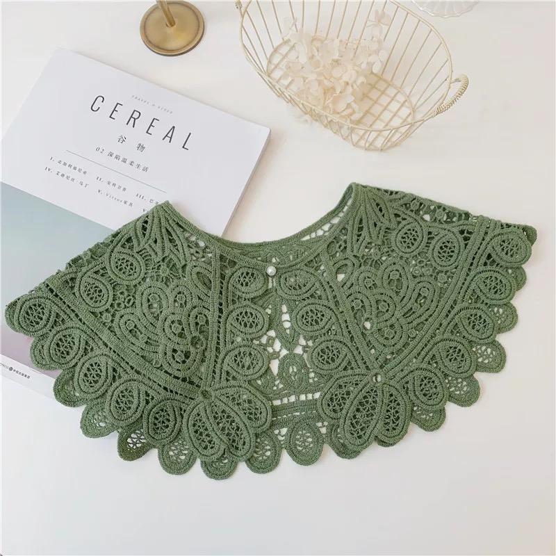 Beige Knitted Collar Fake Women's Fashion Clothing Accessories Solid Color Vintage Lace Collars Detachable Female Shirt Blouse