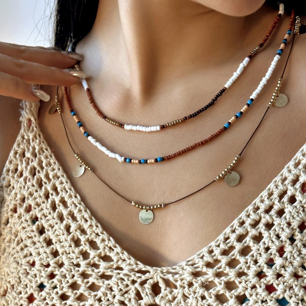 Multi-layer Clavicle Chain Jewelry Bohemian Necklaces Retro Bead Necklaces  Daily