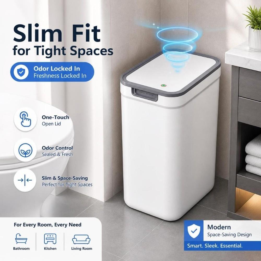 Odor-Sealing Waterproof Garbage Bin with Lid Living Room Dustbin Bathroom Trash Can Home Use